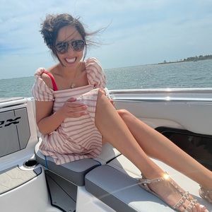 Loft Striped Red Pink Day Dress